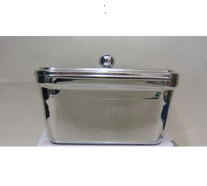 Caja de acero inoxidable con tapa para mantequilla, queso, pan y aperitivos, para conservar alimentos frescos y almacenarlos. - Product Image 1