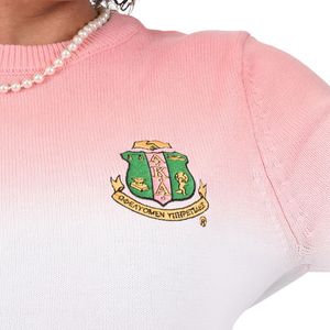 Suéter Ombre AKA Rosa, Blanco y Verde para Mujer, de Manga Larga, Cuello Redondo, Tejido de Punto, Estilo Casual Griego - Product Image 6