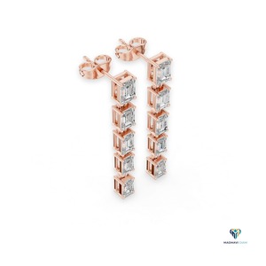 ต่างหูเพชรทรงหยดน้ำมรกต 2.75 กะรัต เพชรเลี้ยงในห้องปฏิบัติการ ตัวเรือนทองคำแท้ 18K ต่างหูแบบห้อยระย้าสำหรับผู้หญิง - Product Image 5