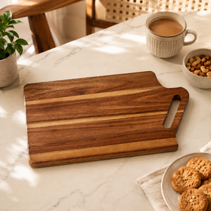 Planche à découper artisanale en bois d'acacia avec poignée 42x17cm pour la cuisine, la découpe de légumes et de fruits, planche de service, OEM personnalisé - Product Image 2