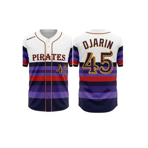 Maillots de baseball américains personnalisés 2025 neufs, surpiqués, grande taille, col en V, manches courtes, en maille, vente en gros - Product Image 3