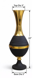 Luxury black <b>ribbed</b> flower <b>vase</b> with elegant gold finish accents, ideal for modern and premium home décor styling. - Product Image 6
