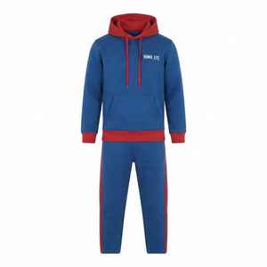 Chándal con Capucha Azul y Rojo para Hombre, Color Sólido, Casual, Largo, con Cordón Ajustable, Bolsillos, Corte Regular, 100% Algodón, Ropa de Otoño - Product Image 6