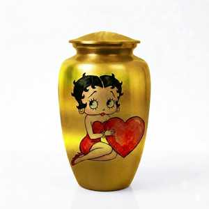 Urna Funeraria Dorada con Diseño de Corazón de Betty Boop para Uso Conmemorativo de Adultos - Product Image 1