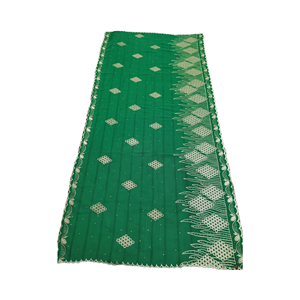 Chal largo de gasa para mujer al por mayor, con diamantes circulares, bordado de pedrería y borde de llama, ligero, transpirable, de calidad premium. - Product Image 2