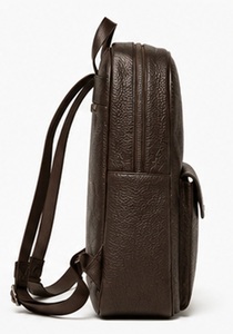 Premium Genuine Leather Casual Vintage Fashion Minimalist Men's Office Business Laptop Travel <b>Backpack</b> Polyester Zipper Stylish - Product Image 2