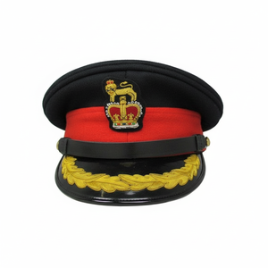 Gorra de Uniforme Clásica de Tela de Lana, Estilo Oficial, Parte Superior Plana, para Hombre, con Bordado en Punta y Insignias Bordadas Personalizadas - Product Image 1