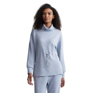 Sudadera de invierno para mujer, talla grande, de forro polar, color liso, holgada, con cintura ajustada, con pedrería, lavada, azul claro - Product Image 1