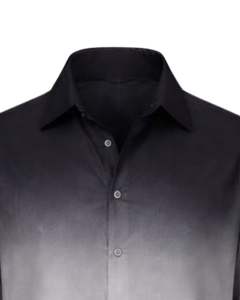 Chemise Formelle Homme Ombrée Noir-Gris en Coton Premium à Manches Longues Boutonnée – Tenue Décontractée Chic – Fabricant OEM Personnalisé – Vente en Gros - Product Image 5