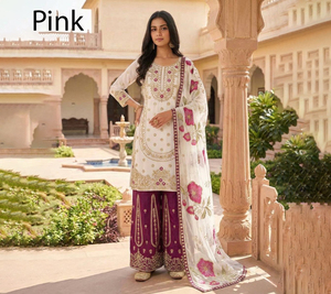 Vestido de Novia Salwar Kameez de Seda India y Pakistaní de Diseño de Sterling Creations, Bordado para Mujer, para Fiestas de Diwali, Invierno y Verano - Product Image 1