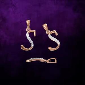 Elegante y Hermoso Collar con Colgante de Letra S para Mujer, Oro Rosa de 14k, Diamante Cultivado en Laboratorio, Certificado IGI, Dije de Letra con Estilo - Product Image 1