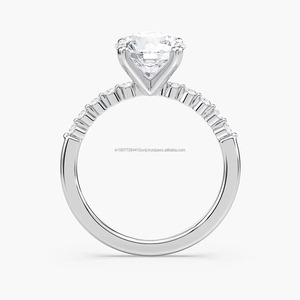 Anillo de Compromiso y Boda para Mujer, Minimalista, con Diamante Cultivado en Laboratorio, Certificado IGI, Corte Redondo de 2 Quilates, Oro Blanco de 14k - Product Image 3