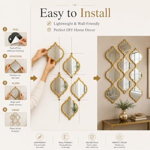 Premium Sheesham Wood Geometric <b>Mirror</b> Grid - Wholesale Statement <b>Wall</b> Decor - Product Image 4