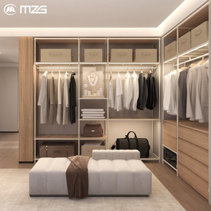 Système de penderie modulaire moderne et personnalisable MZG en métal, en forme de L, détachable et réglable, avec étagères pour vêtements, pour chambre à coucher - Product Image 1
