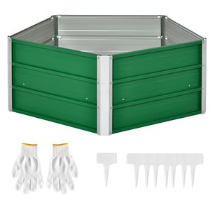 Fioriera Esagonale Rialzata in Metallo da Esterno da 40FT con Sistema di Auto-Irrigazione e Guanti per la Coltivazione di Ortaggi ed Erbe in Giardino e Patio - Product Image 1