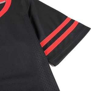 Camiseta Deportiva de Manga Corta con Cuello en V Azul Marino para Hombre con Rayas Rojas, Camiseta Informal de Poliéster de Secado Rápido para Verano - Product Image 4