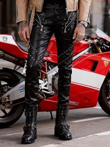 Pantalones de Cuero para Hombre, Estilo Vintage, Ajustados, Casuales, de Cuero Genuino de la Mejor Calidad - Product Image 2