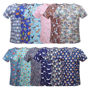 Uniformes médicaux en tissu tissé personnalisé pour médecins infirmières Salons de beauté Hôpitaux dentaires Salopette Tops avec motif de gommage imprimé - Product Image 2