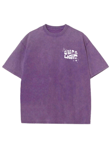 T-shirt décontracté en coton délavé à l'acide, surpiqué, respirant, coupe oversize, anti-plis, anti-rétrécissement, logo personnalisé tricoté - Product Image 3