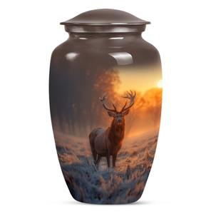 Urna Conmemorativa Única con Diseño de Ciervo y Gramófono para Cenizas, Recuerdo Decorativo, Urna de Homenaje - Product Image 1
