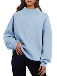 Sweat-shirt à col montant pour femme en tissu doux et confortable, 100% coton, léger, décontracté, respirant, pour l'hiver - Product Image 4
