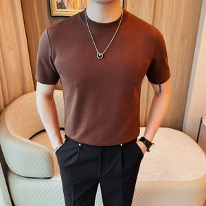 Summer New Men's Solid Color Round Neck Cotton Short Sleeve T-shirt Trendy T-Shirt Plus Size Fashion Slimming Breathable Top - Product Image 6