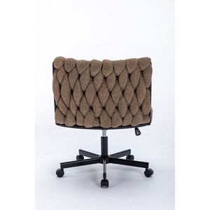 Modern Armless <b>Desk</b> Chair with Criss Cross Leg Wide Seat Home Office Work Meditation Wheels Included for Office Environment - Product Image 6