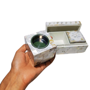 Set 3 Brûleur d'encens Bakhoor arabe de style traditionnel du Moyen-Orient Nacre Incrustation Bois de Santal Résine Boîte en bois Ensemble de 3 pièces - Product Image 3