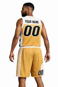 Uniformes de Baloncesto Americanos al por Mayor, Color Beige Dorado, Todos los Equipos de EE. UU., Cosidos, de Secado Rápido, Nuevo Diseño de Última Moda - Product Image 3