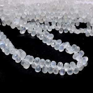 Natural White Moonstone Faceted Teardrop Shape Gemstone <b>Beads</b> 7x5mm Loose White <b>Stone</b> Briolette <b>Beads</b> For Jewelry Making Bulk - Product Image 1