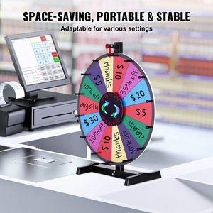 Ruota della Fortuna da 24 Pollici per Premi, 14 Scomparti, Roulette da Tavolo con 2 Marcatori - Vinci la Tua Fortuna! - Product Image 5