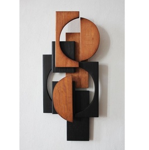 Art mural en métal abstrait moderne, sculpture géométrique en fer suspendue de luxe, grande décoration murale en métal 3D pour salon, hôtel, bureau - Product Image 4