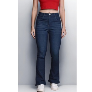 Precio al por mayor: Jeans rectos ajustados transpirables de talla grande para mujer, lavados, con logo personalizado, de cintura alta, de BD. - Product Image 6