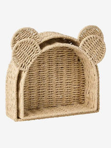 <b>Rustic</b> style seagrass wall <b>shelf</b> kid nursery room woven rattan floating racks unique mouse design wall crafts supplier wholesale - Product Image 4