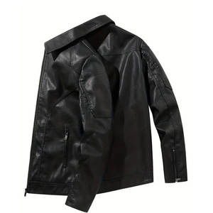 Chaqueta de Motociclista Clásica Negra de Cuero Genuino con Cuello Camisero, Resistente al Viento, Transpirable, Ecológica, Personalizable OEM - Product Image 4