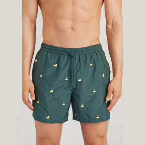Shorts de bain pour hommes, anti-UV, polyester/coton, séchage rapide, motif uni personnalisé, shorts de plage et d'entraînement - Product Image 1