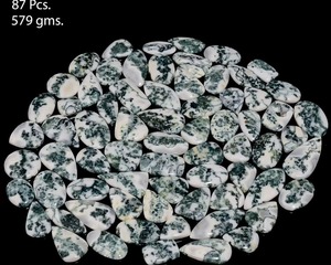 Natural <b>Tree</b> Agate Cabochon Smooth Polished Loose Gemstone White Green Dendritic Pattern Stone for Jewelry Making - Product Image 5