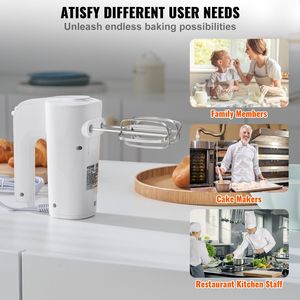 Frullatore Elettrico Portatile Digitale a 5 Velocità 200W con Turbo Boost, Frusta e Ganci per Impastare, con Contenitore - Product Image 6