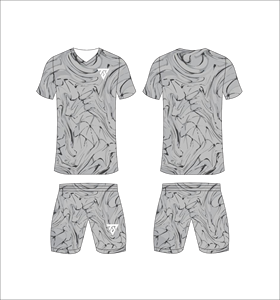 Custom sublimated <b>soccer</b> uniform set for men with grey marble texture print jersey and matching shorts for professional sports - Product Image 1