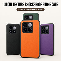 Casing HP Anti Benturan Kulit PU Motif Leci Custom OEM/ODM, Mendukung Pengisian Daya Nirkabel, Kompatibel dengan Xiaomi Seri 17/15/14