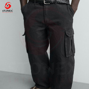 Wholesale Custom Men's <b>Black</b> Casual Mid Quick Dry Breathable Multi-Pocket Cotton Streetwear Tactical Workwear Baggy Cargo <b>Pants</b> - Product Image 5