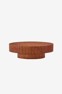 Modern <b>Round</b> Wood Coffee <b>Table</b> with Fluted <b>Side</b> Design for Living Room Furniture - Product Image 5
