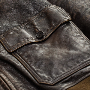 Blouson Aviateur Homme en Cuir Épais avec Col en Peau de Mouton, Résistant au Vent, Style Vintage, Personnalisable OEM, Vêtement d'Extérieur de Luxe Héritage - Product Image 4