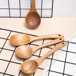 Juego de Cucharas de Madera de Acacia Natural al por Mayor de Fábrica, Cucharas Ranuradas para Servir Sopa, Ensalada y Arroz en Fiestas - Product Image 1
