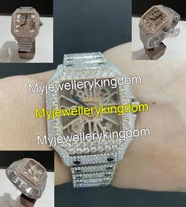 Iced Out VVS Moissanite Diamond <b>Square</b> Mechanical Stainless Steel Band Hip Hop Bust Down <b>Watch</b> <b>for</b> <b>Men</b> - Product Image 4