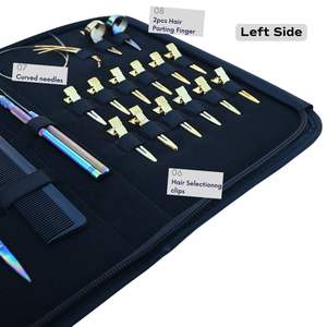 Kit de herramientas para extensiones de cabello con alicates de crimpado de cuentas planas, gancho enhebrador de bucles, agujas de coser curvas y separador de cabello para estilistas - Product Image 4