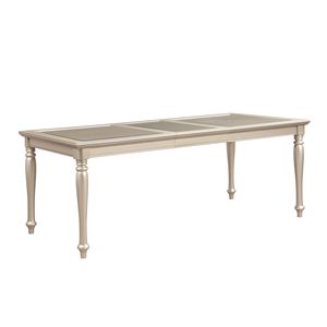 Tavolo da Pranzo Allungabile dal Design Tradizionale con Inserto in Vetro e Finitura Argento, Arredamento per Sala da Pranzo Formale - Product Image 2