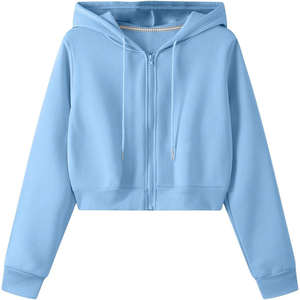 Hoodies personnalisés en gros, dernière mode, manches longues, coupe courte, pour femmes, avec logo imprimé sur mesure, en vente. - Product Image 1