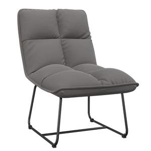 Sillón de terciopelo gris claro con estructura metálica para decoración de sala de estar - Product Image 2