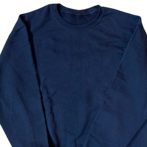 University Women's <b>Navy</b> Blue Crew Neck Sweatshirt 100% Cotton Solid Color Regular Fit Breathable Autumn Wear Knitted Fabric - Product Image 2